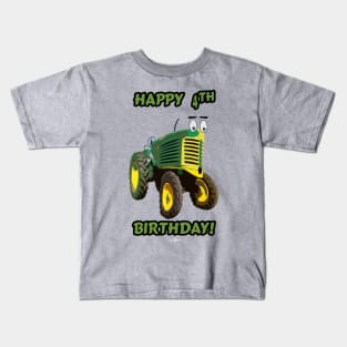 Happy 4th Birthday tractor design Kids T-Shirt